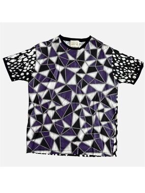 NEW Fausto Puglisi Geometric Mosaic Purple Shirt IT 40 US 4 Animal Print Cotton